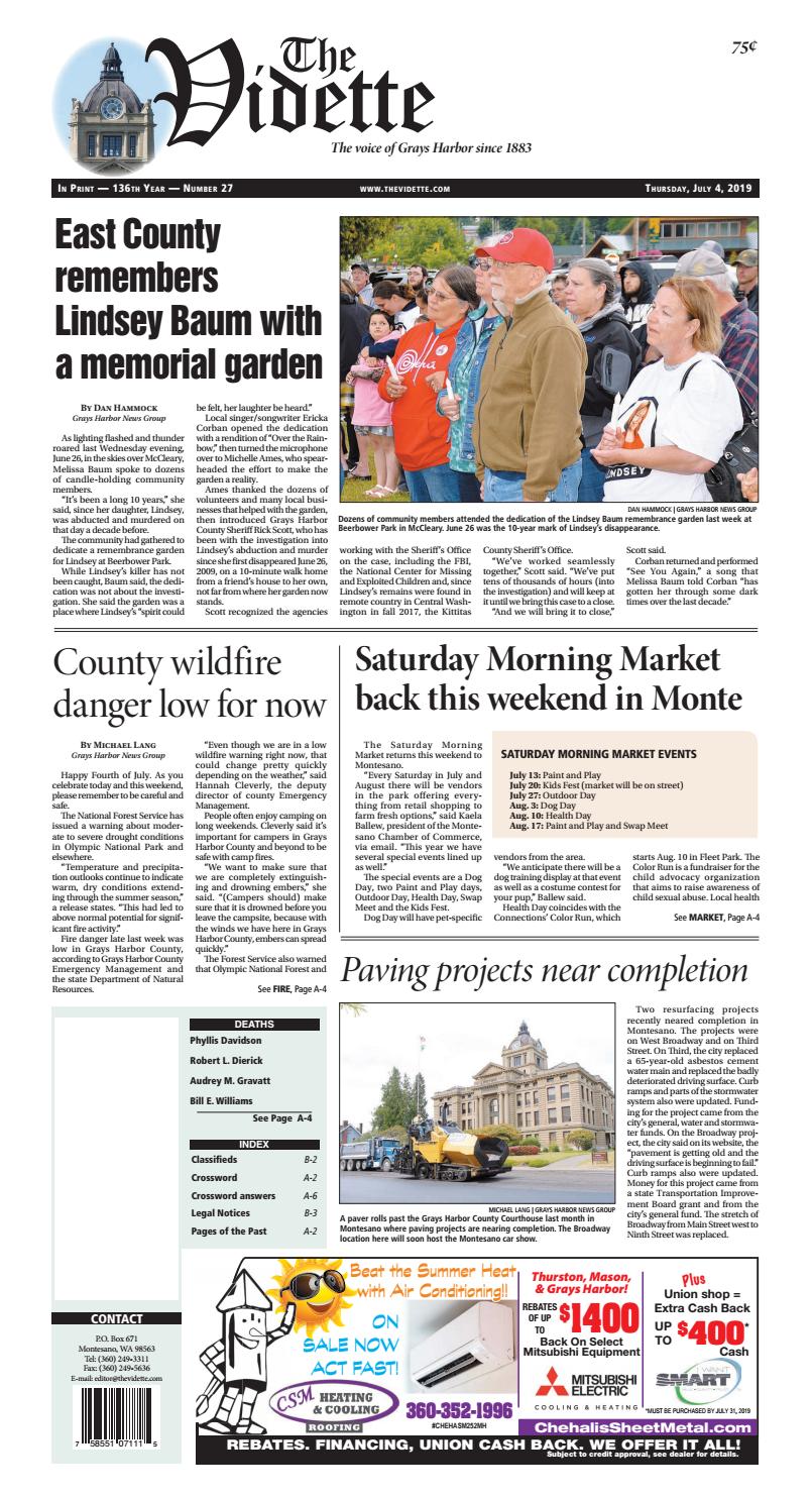 Montesano Vidette, July 04, 2019 by Sound Publishing Issuu