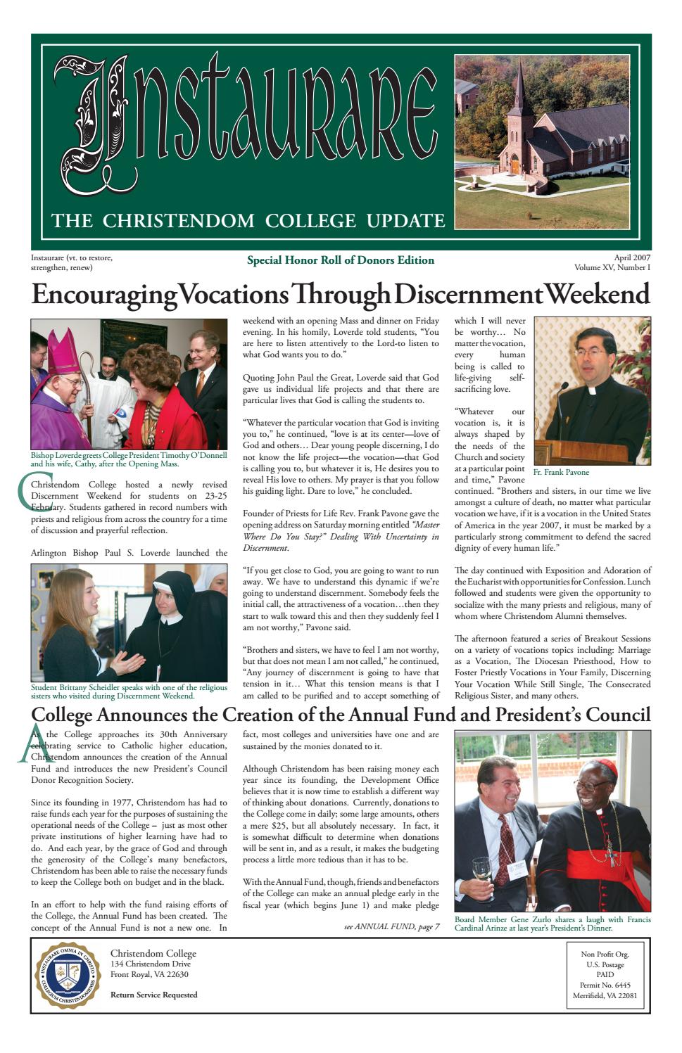 Instaurare Spring 07 By Christendom College Issuu