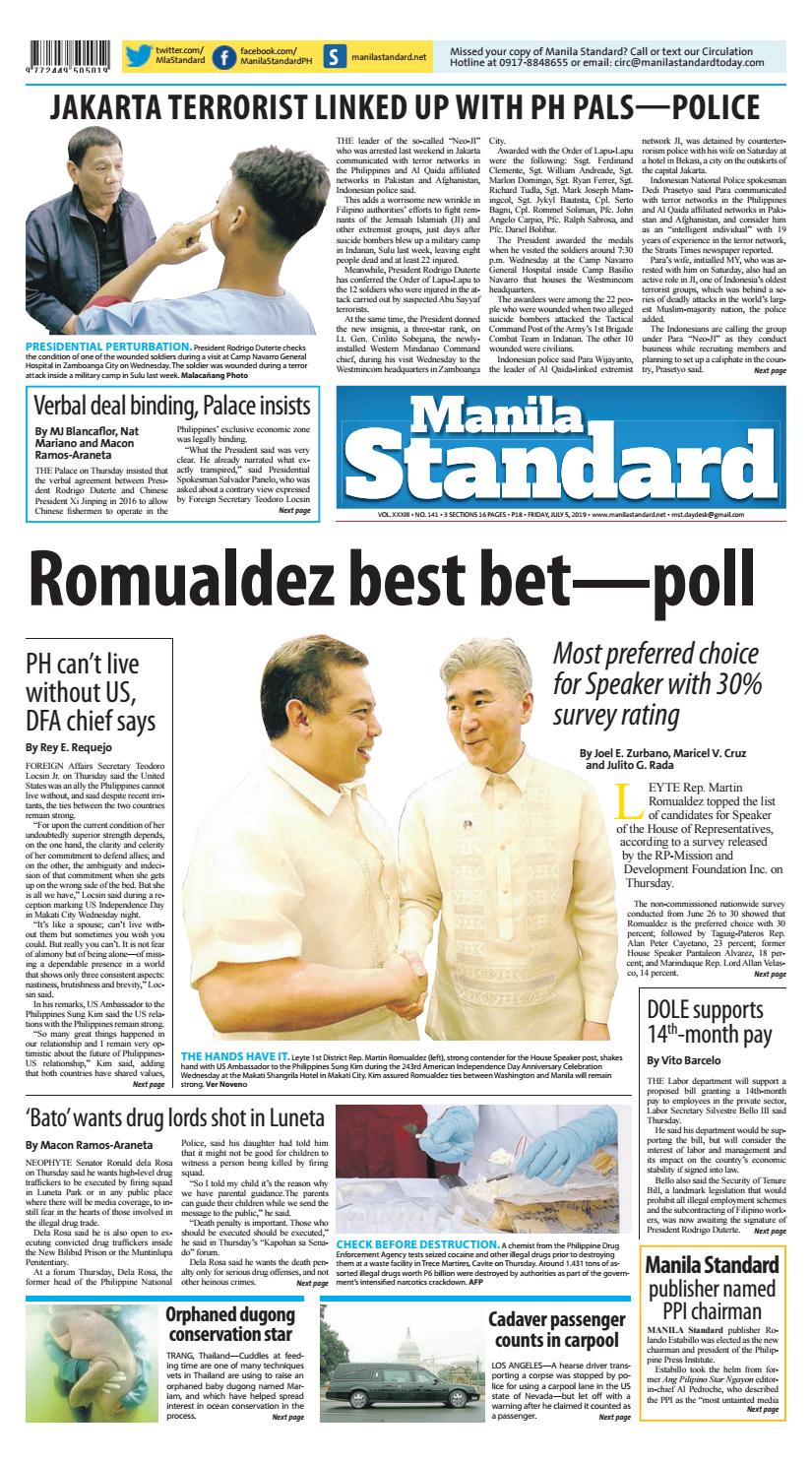 Manila Standard - 2019 July 5 - Friday by Manila Standard - Issuu