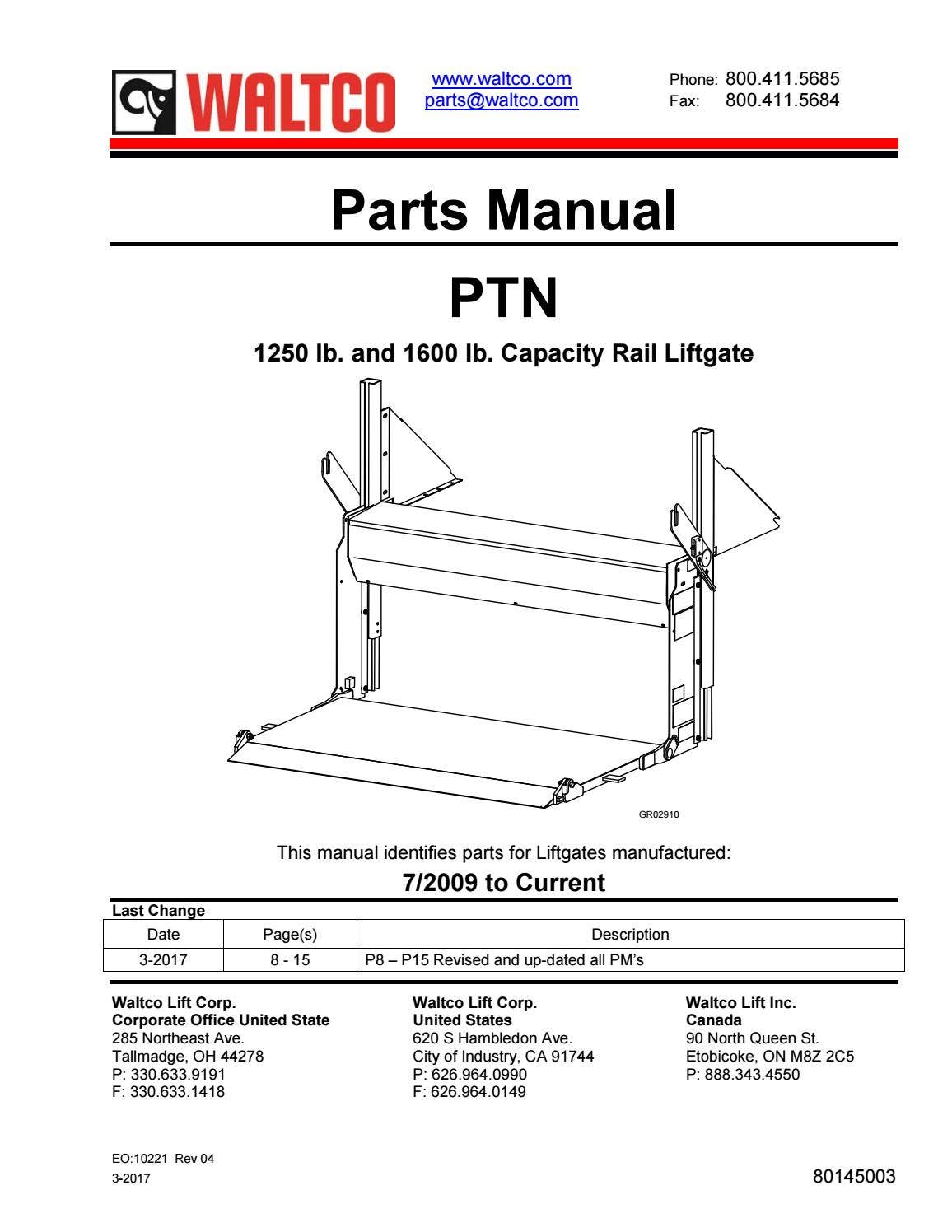 Waltco PTN Series Liftgate Parts Manual by THE Liftgate Parts Co. Issuu
