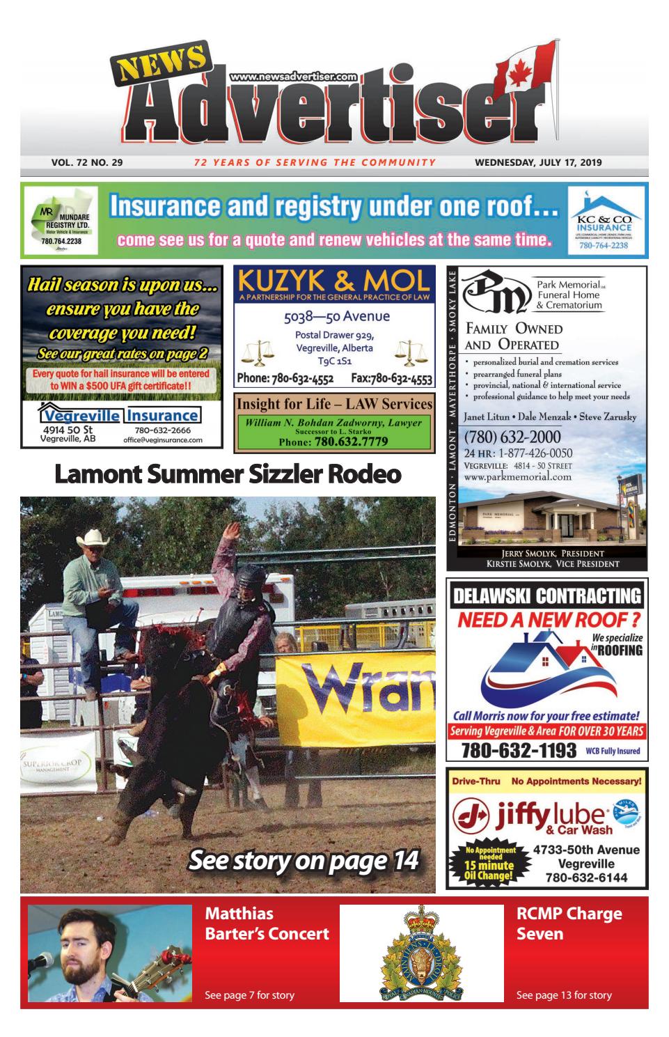 Vegreville News Advertiser July 17 2019 By The News Advertiser Vegreville Ab Issuu