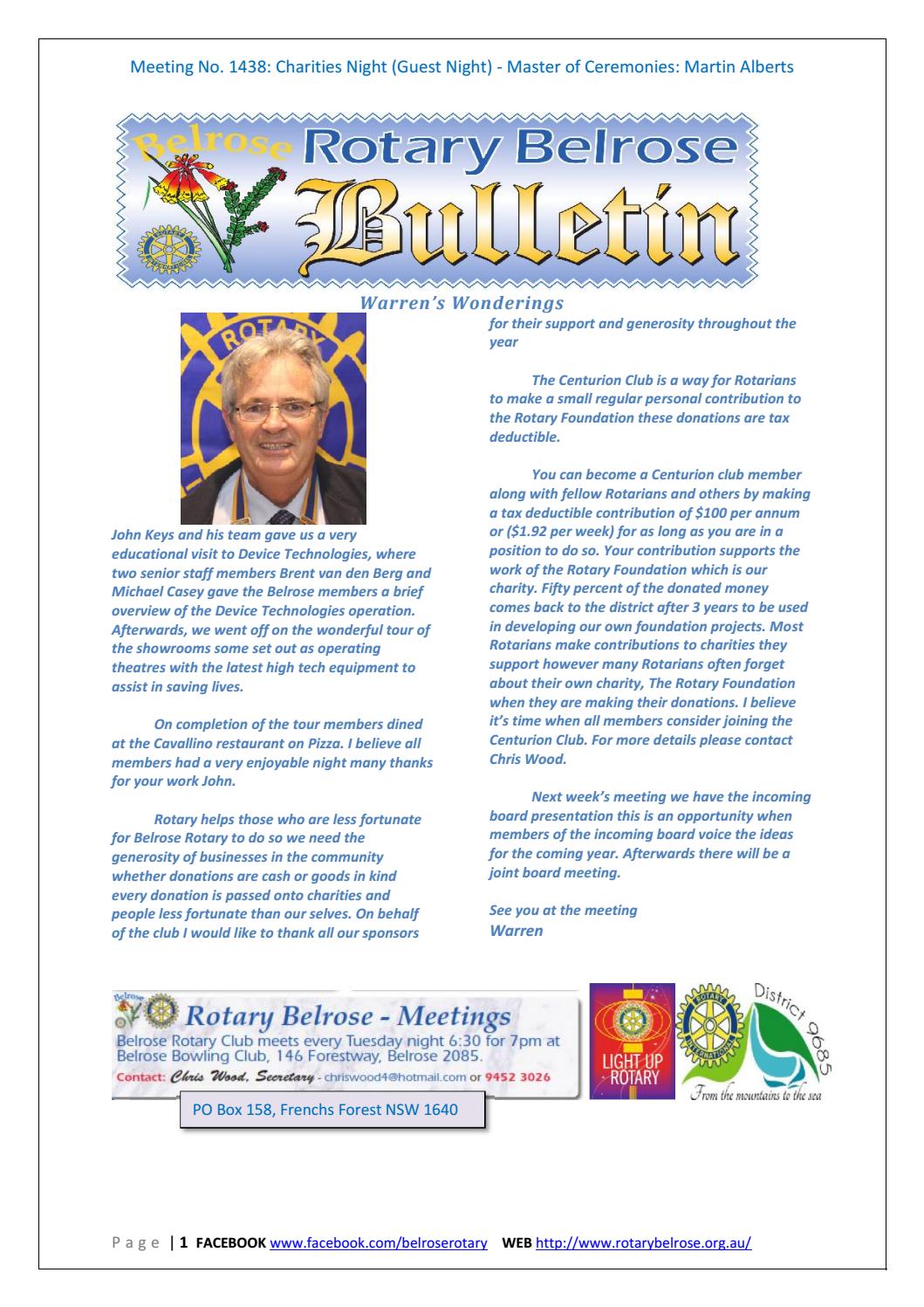 Belrose Rotary Bulletin 09 06 2015 by Belrose Rotary Club Issuu