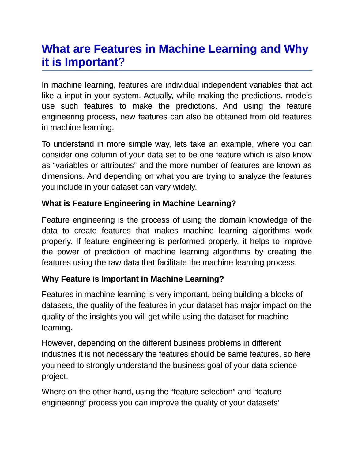Define Feature In Machine Learning What are Features in Machine Learning and Why it is Important? by ...