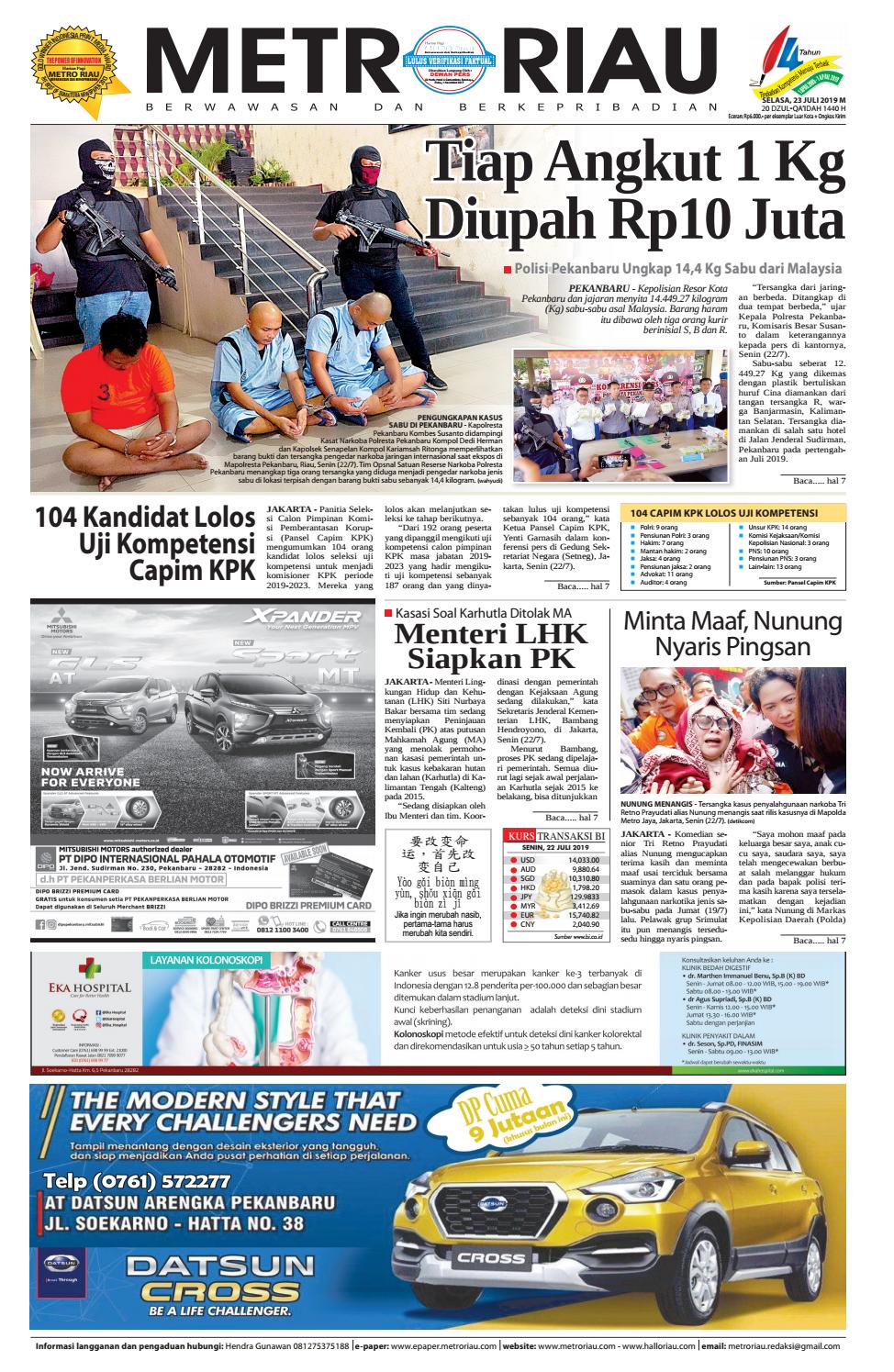METRO RIAU EDISI 23 JULI 2019 By Harian Pagi Metro Riau Issuu