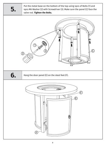 Logan Fire 桌 Assembly Instructions (SL-FT-2-BLK, SL-FT-2-GRY) 第 9 页