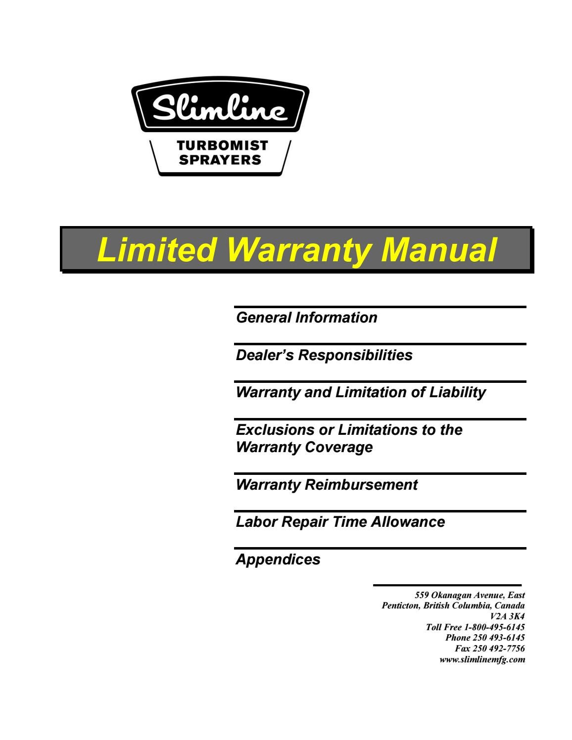 Turbomist Warranty policy Canada/USA (excluding California) REV FEB