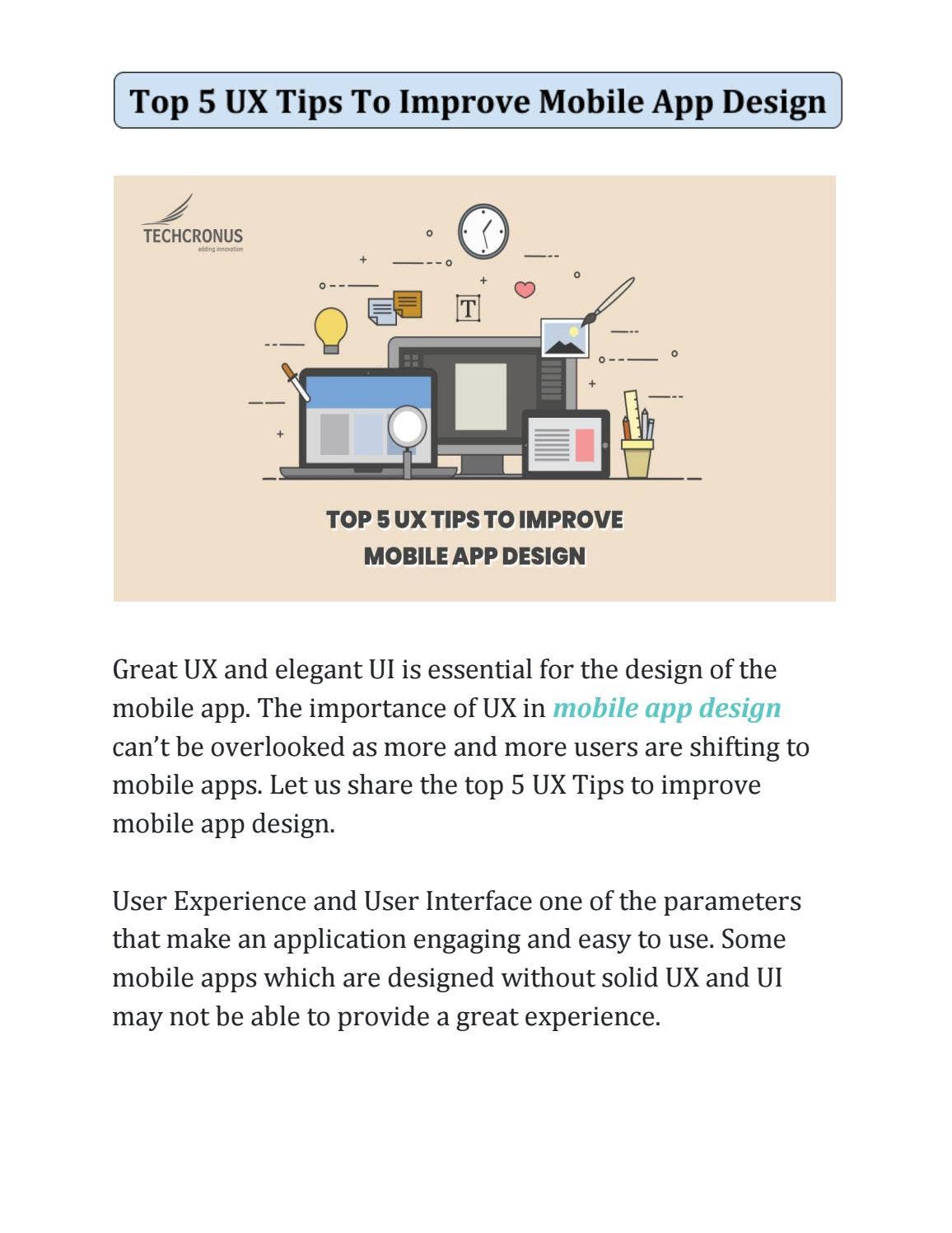 Top 5 UX Tips To Improve Mobile App Design by Techcronus Business ...