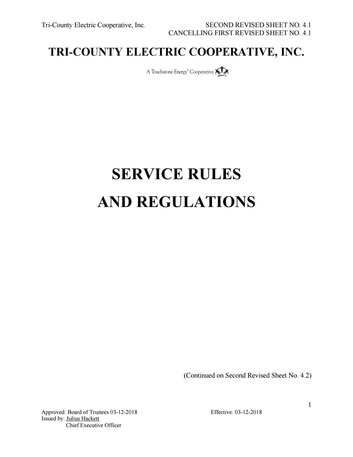 Service Rules & Regulations by TriCounty Electric Cooperative Florida Issuu