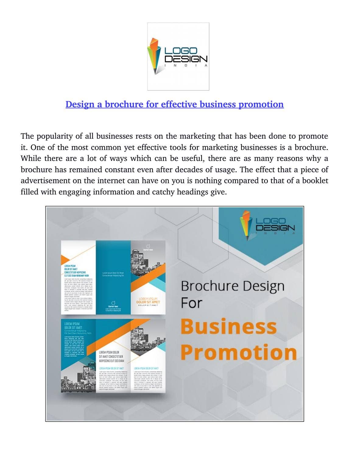 Design a brochure for effective business promotion by logodesign - Issuu
