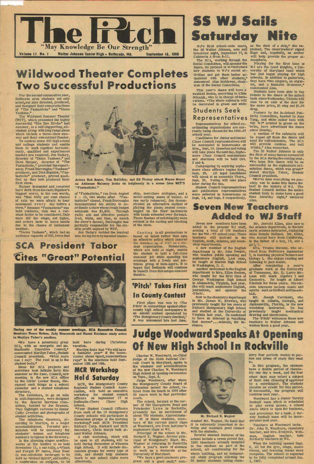 Walter Johnson HS Pitch Sept. 16, 1966 by Ben Bialek Issuu