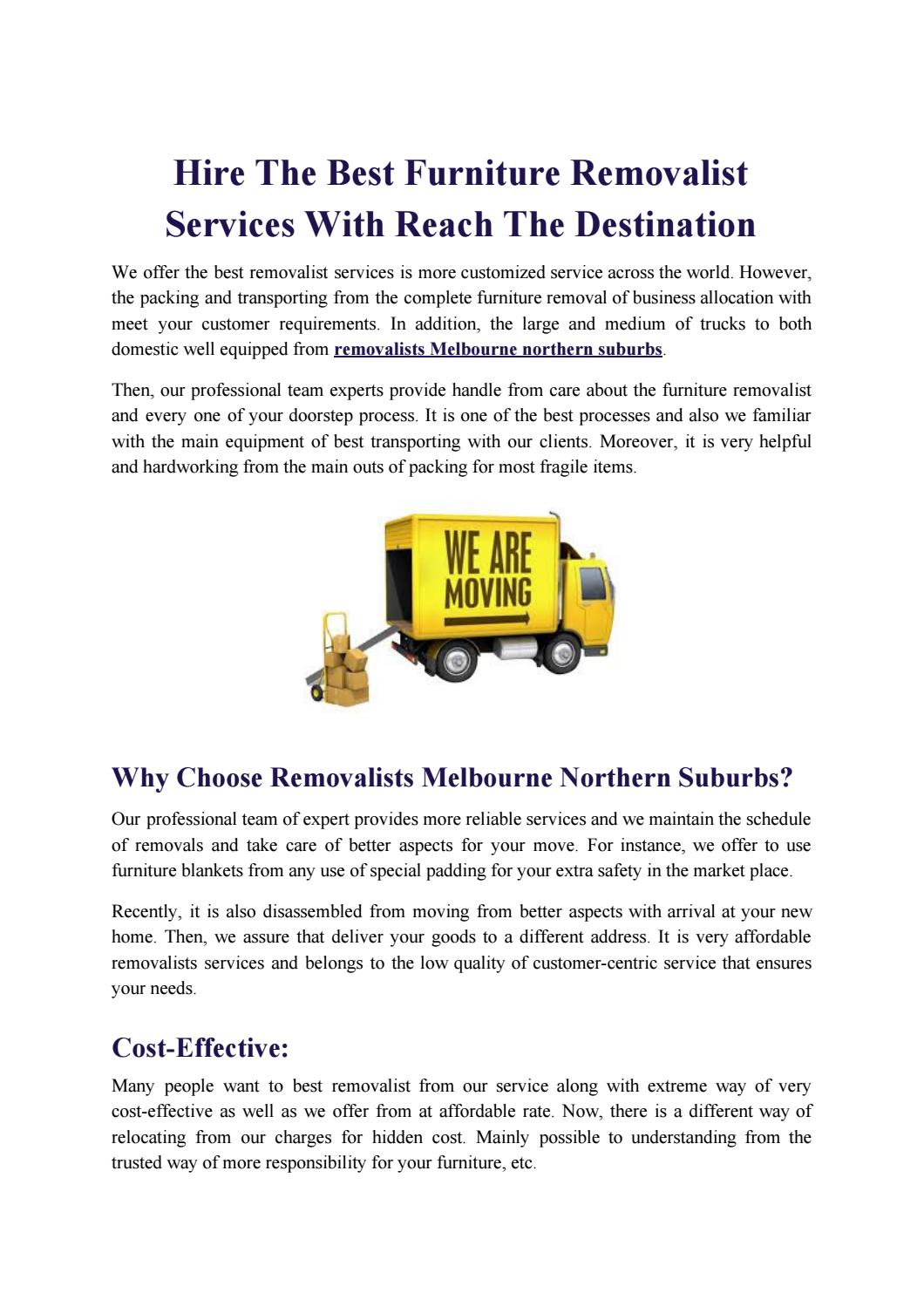 Removalists Melbourne Northern Suburbs By Singh Movers Issuu