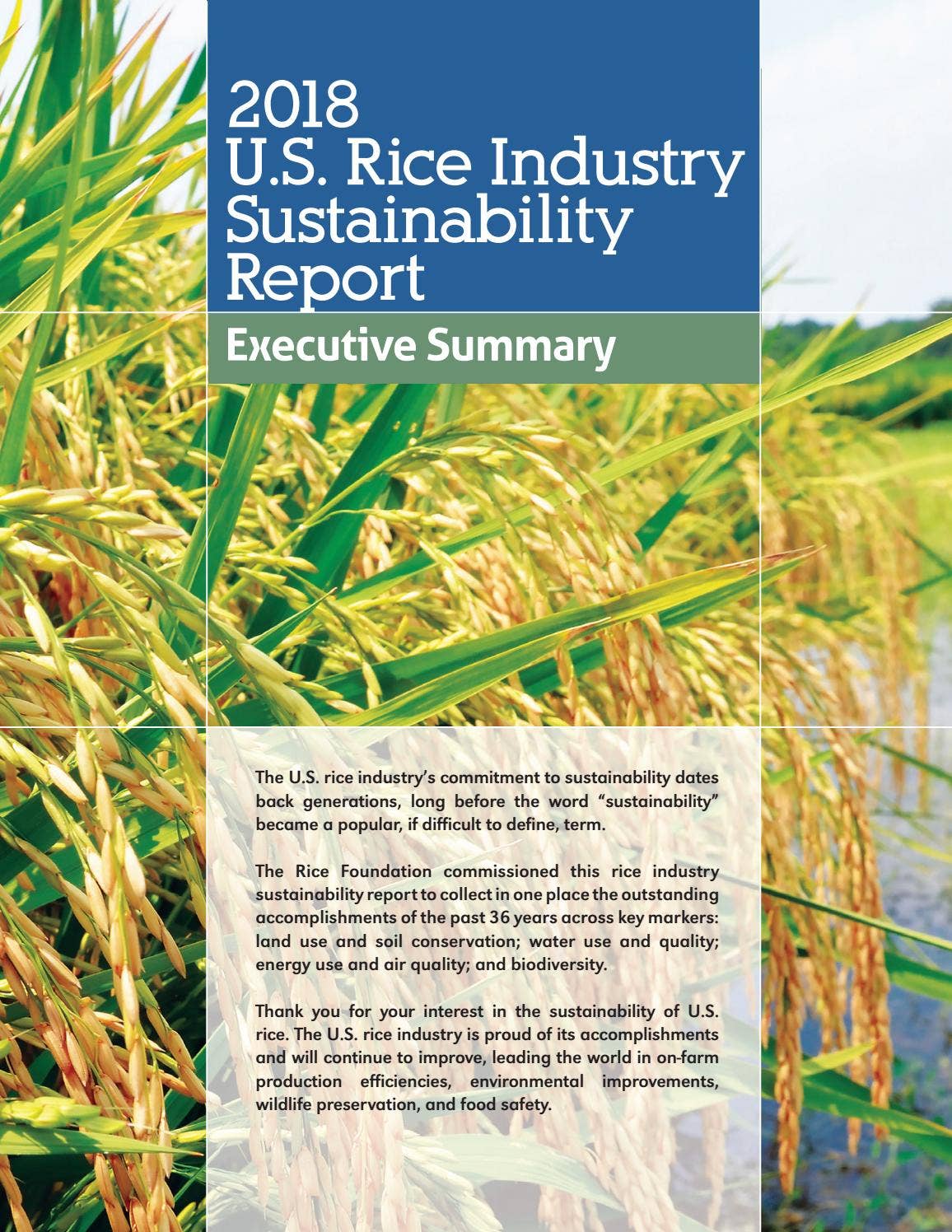 Report About Rice U.S. Rice Industry Sustainability Report - Executive Summary by usarice ...