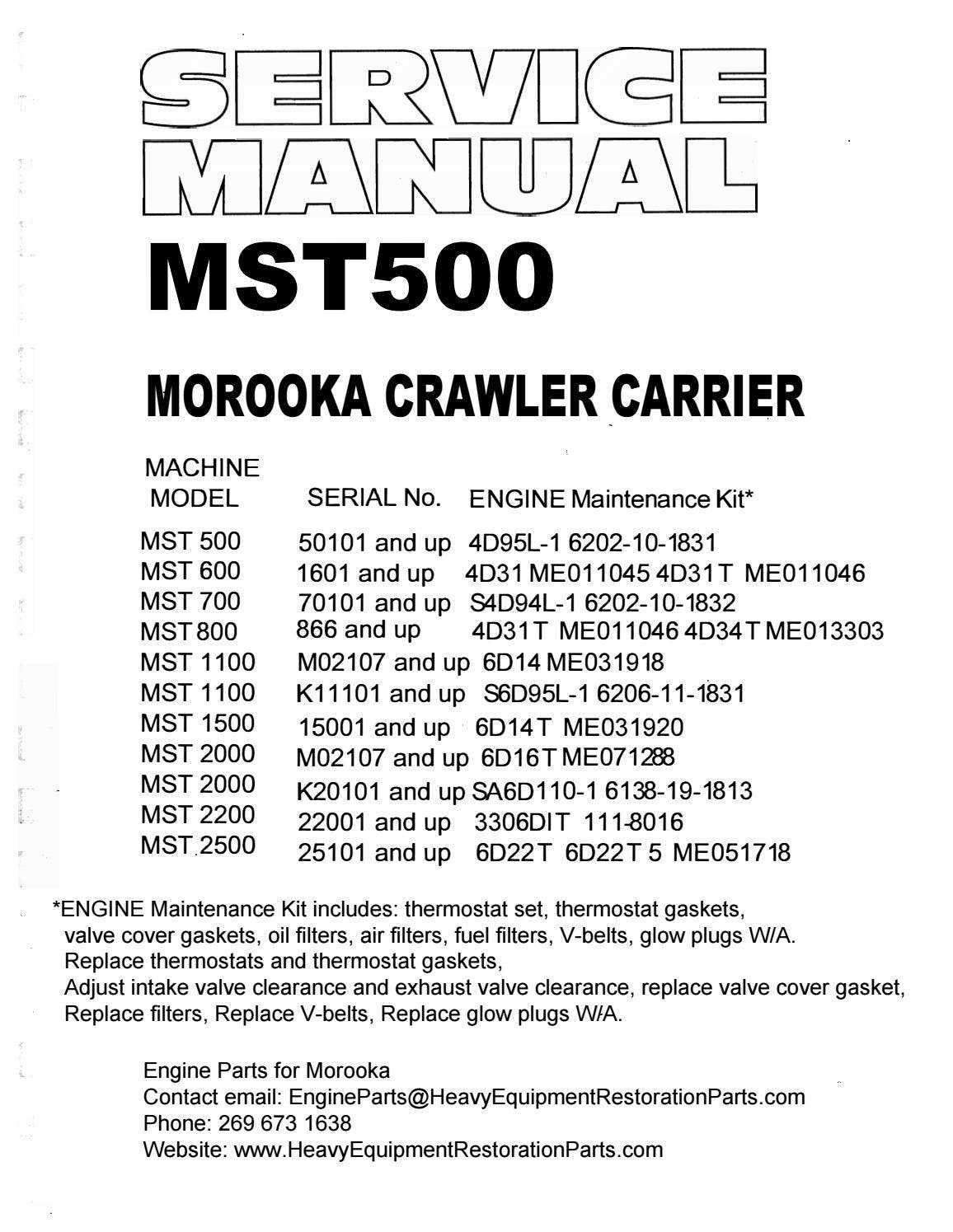 Morooka MST500 Service Manual by engineparts2 - Issuu