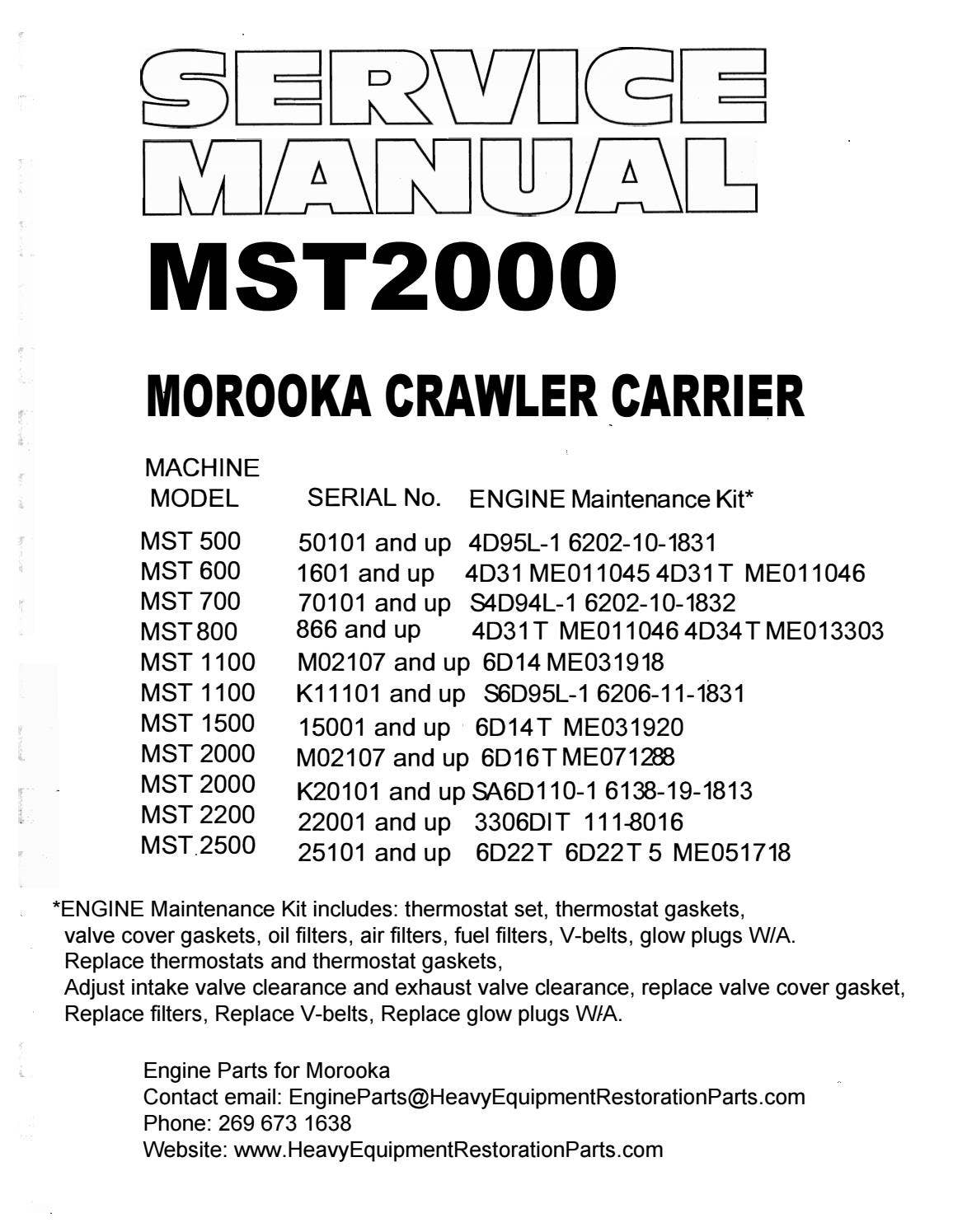 Morooka MST2000 Service Manual by engineparts2 - Issuu