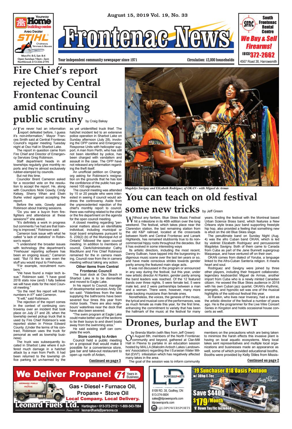 Vol.19 No.32 by Frontenac News PDFs have moved to Google Drive. Access