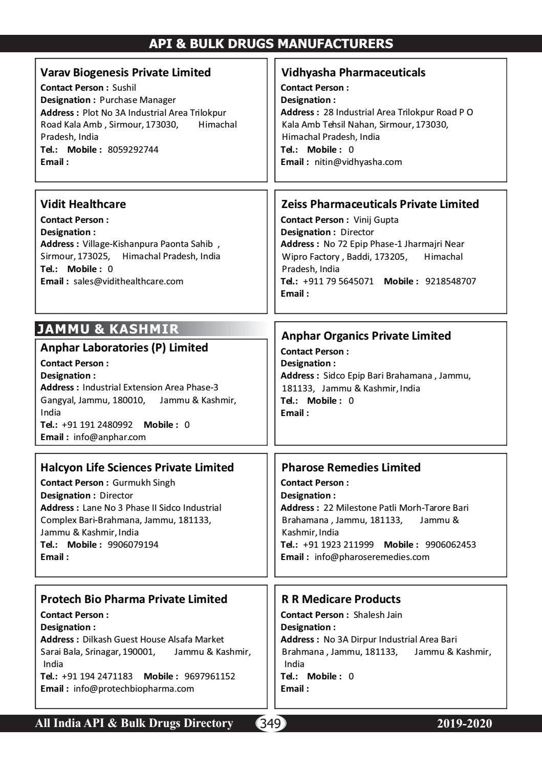 All India API & Bulk Drugs Directory 2019 - 20 by The Mazada Pharma ...