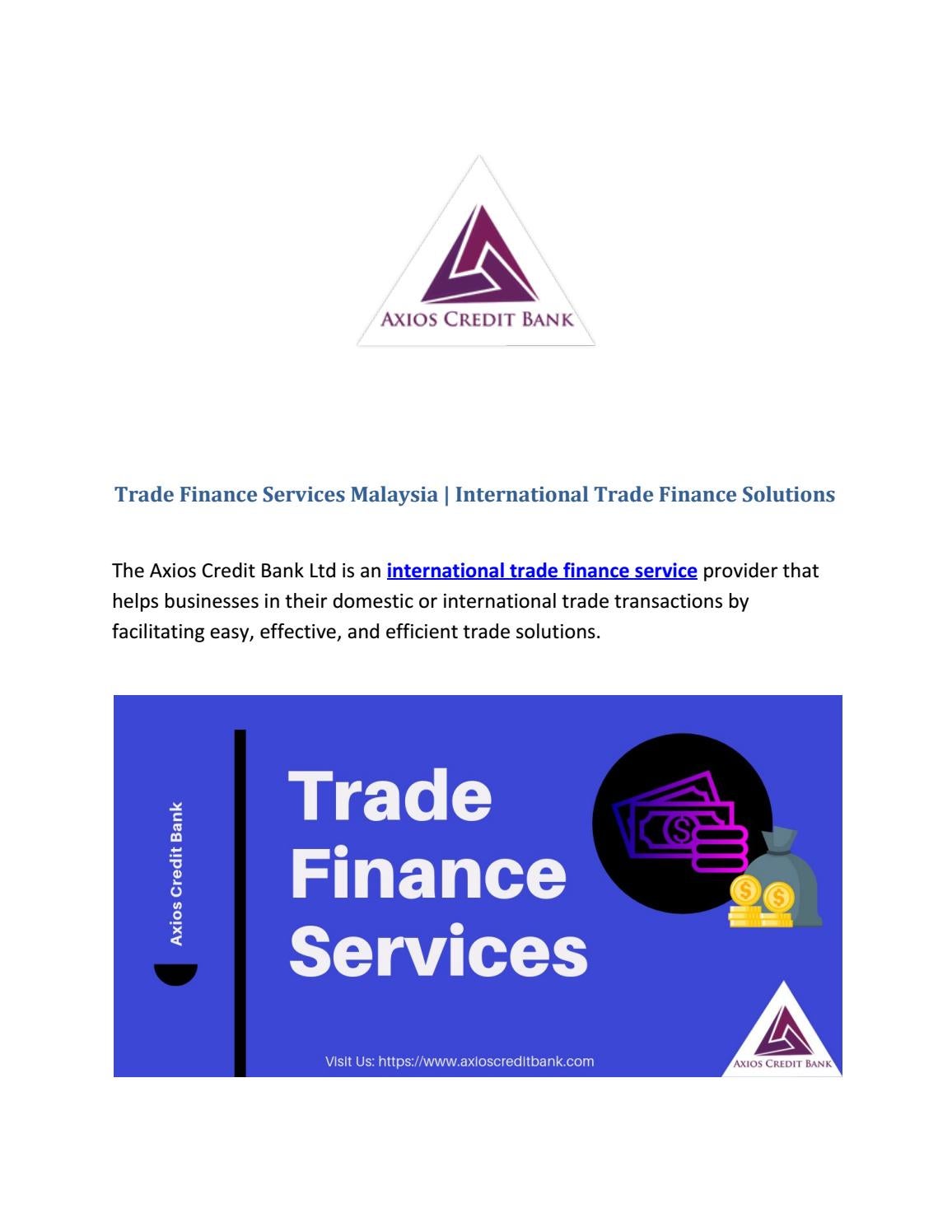 Best Trade Finance Services Malaysia By Axios Credit Bank By Axios