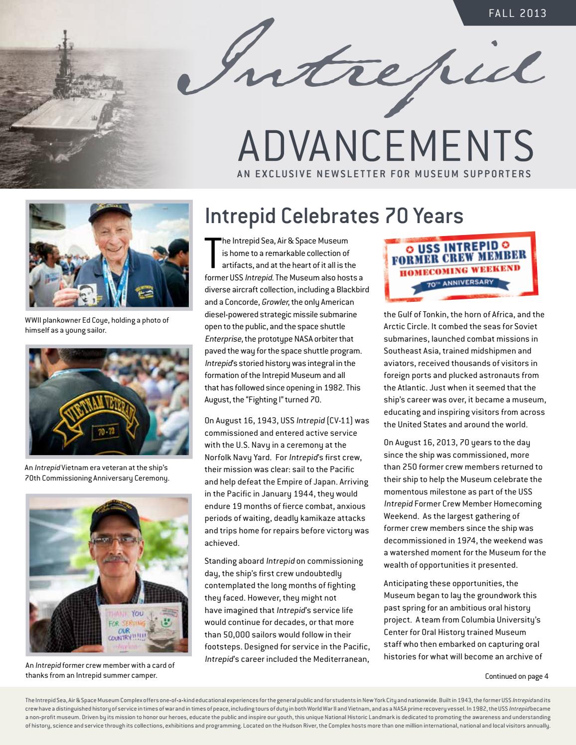 Intrepid Advancements Newsletter Fall 2013 by intrepidmuseum - Issuu