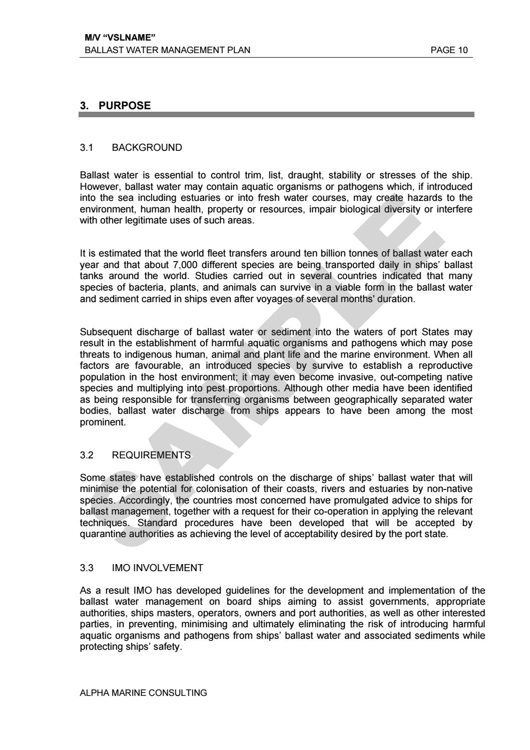Ballast Water Management Plans (BWMP) by Alpha Marine Consulting Ltd