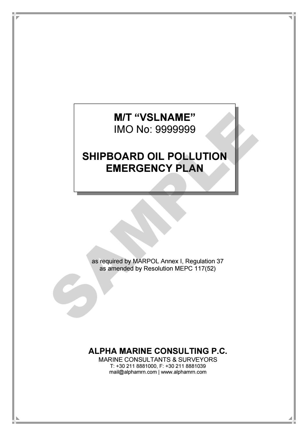 Shipboard Oil Pollution Emergency Plan (SOPEP) by Alpha Marine