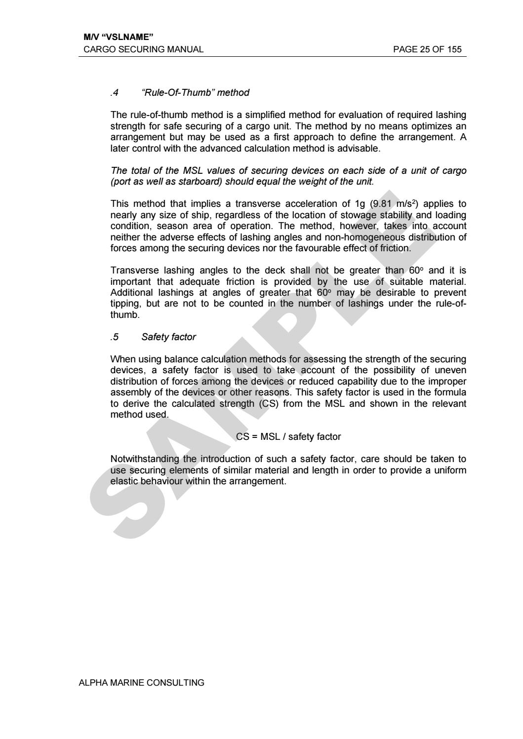Cargo Securing Manuals (CSM) by Alpha Marine Consulting Ltd. Issuu