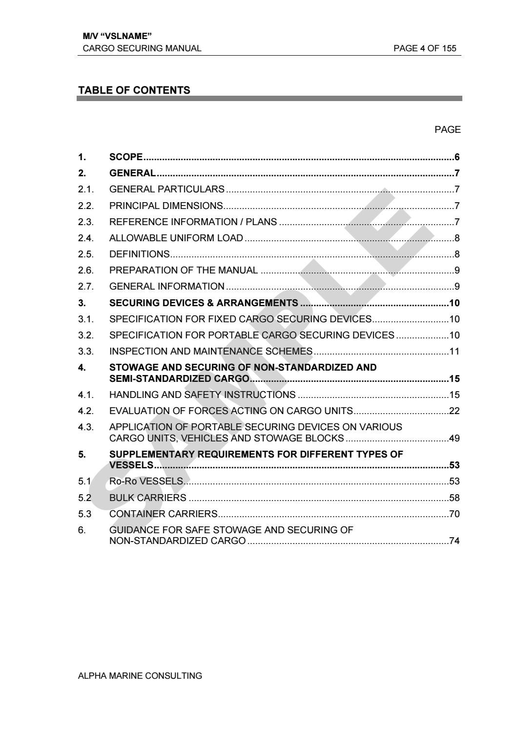 Cargo Securing Manuals (CSM) by Alpha Marine Consulting Ltd. Issuu