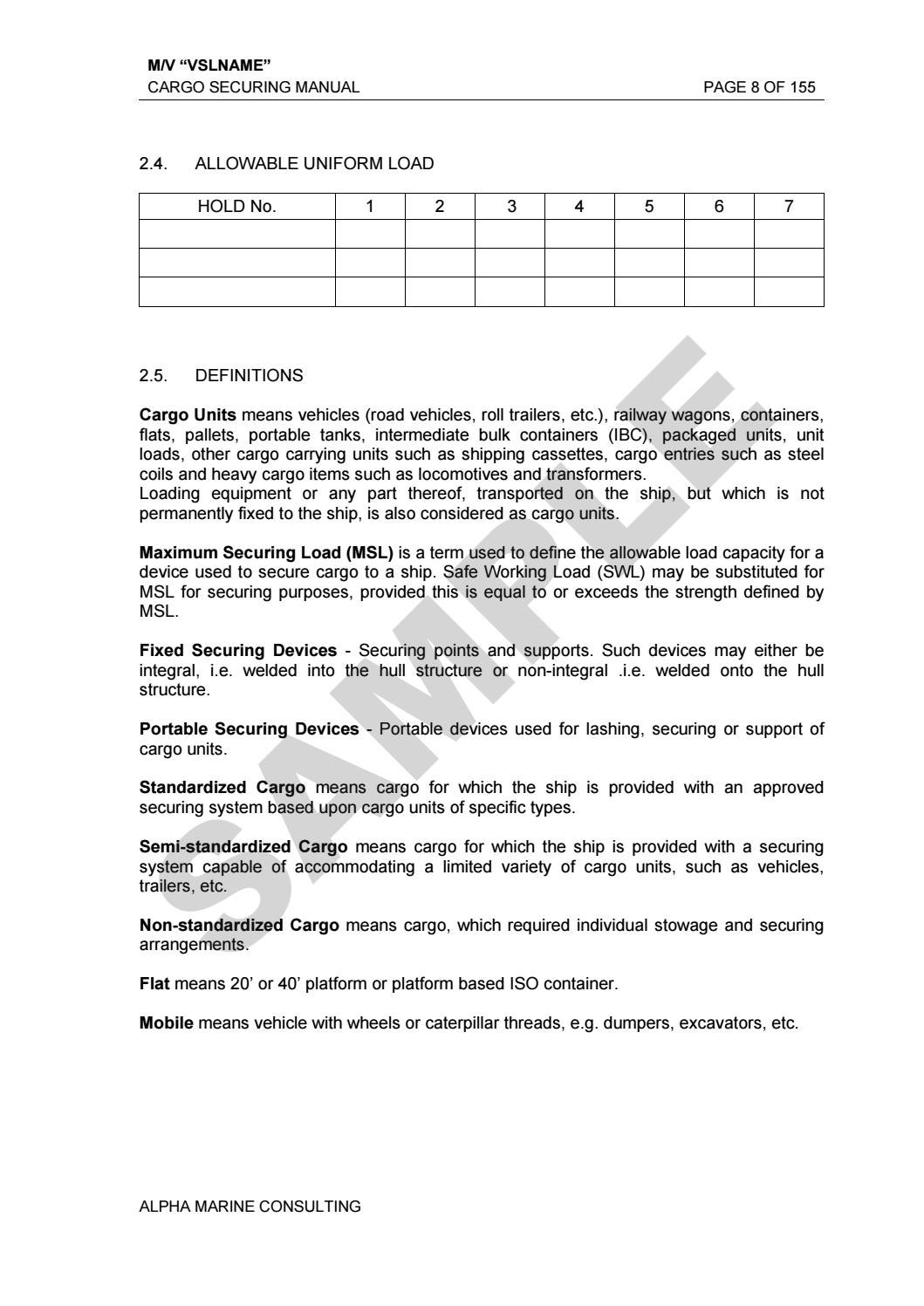 Cargo Securing Manuals (CSM) by Alpha Marine Consulting Ltd. Issuu