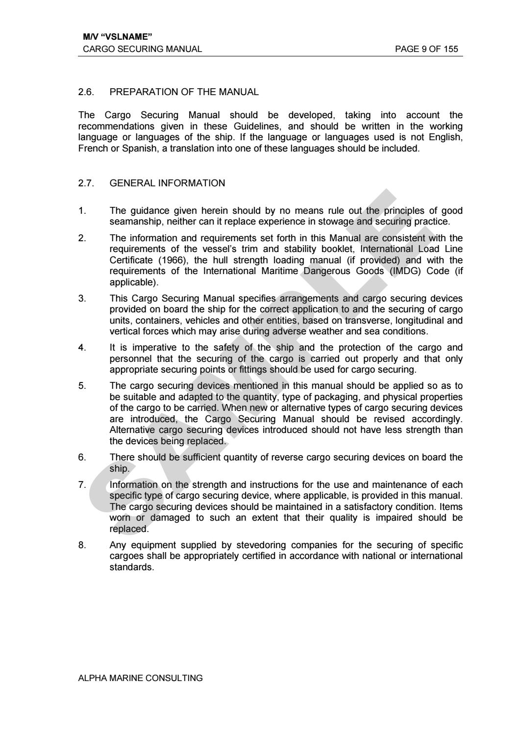 Cargo Securing Manuals (CSM) by Alpha Marine Consulting Ltd. Issuu