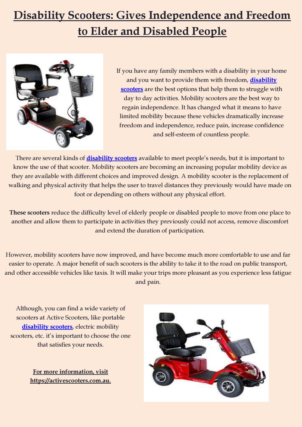 Disability Scooters Gives Independence and Freedom to Elder and
