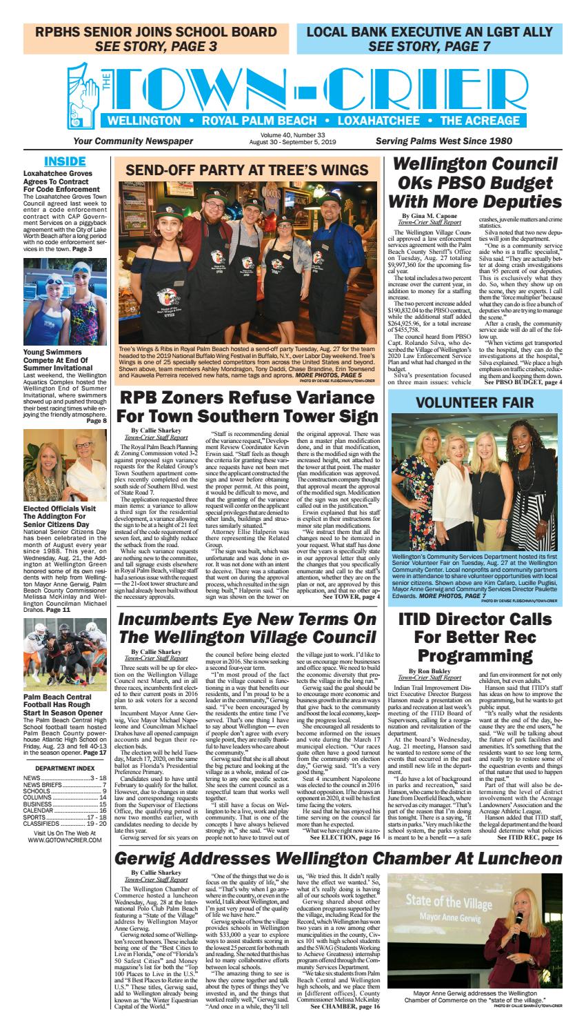 Town Crier Newspaper August 30 2019 By Wellington The Magazine