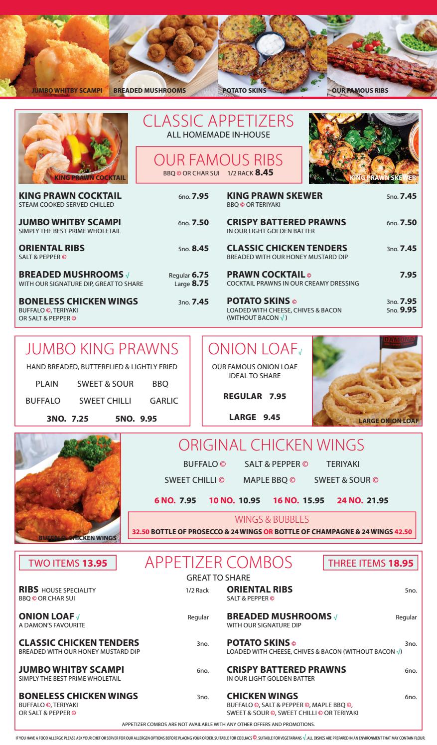 Damons Dinner Menu by PaulStafford Issuu