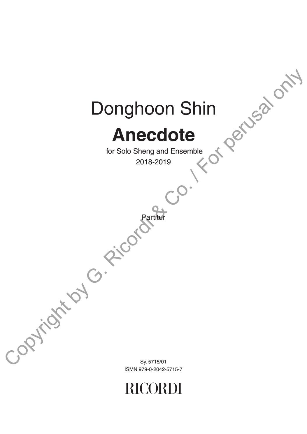 Sy 5715 Donghoon Shin Anecdote 18 19 By Ricordi Issuu