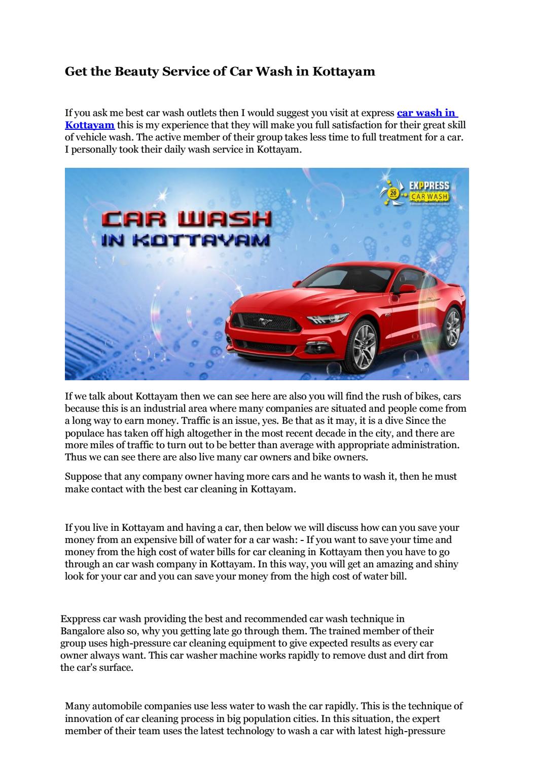 Get the Beauty Service of Car Wash in Kottayam by Exppress Car Wash Issuu