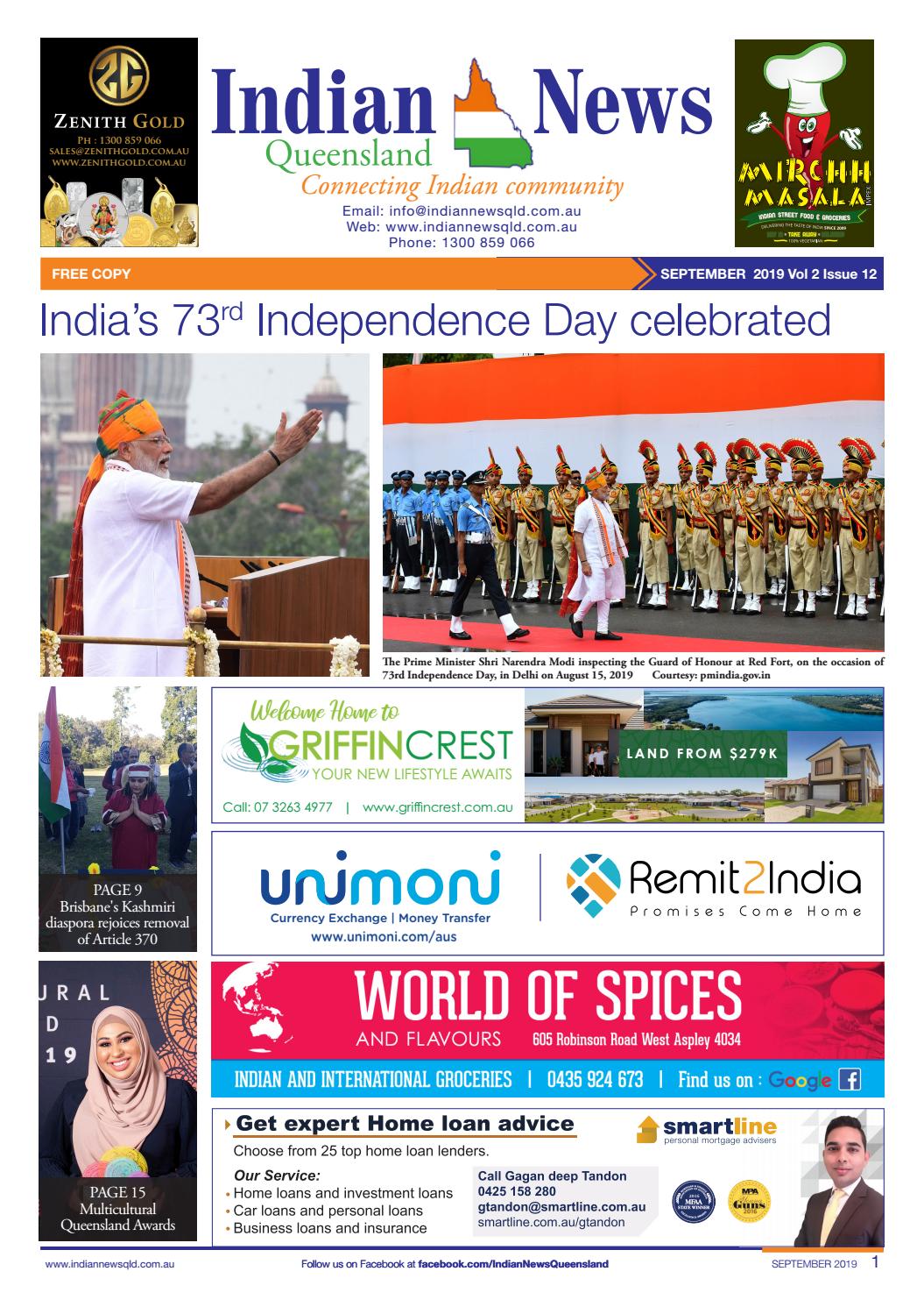 Indian News Queensland September 2019 Vol 2 Issue 12 By Indian