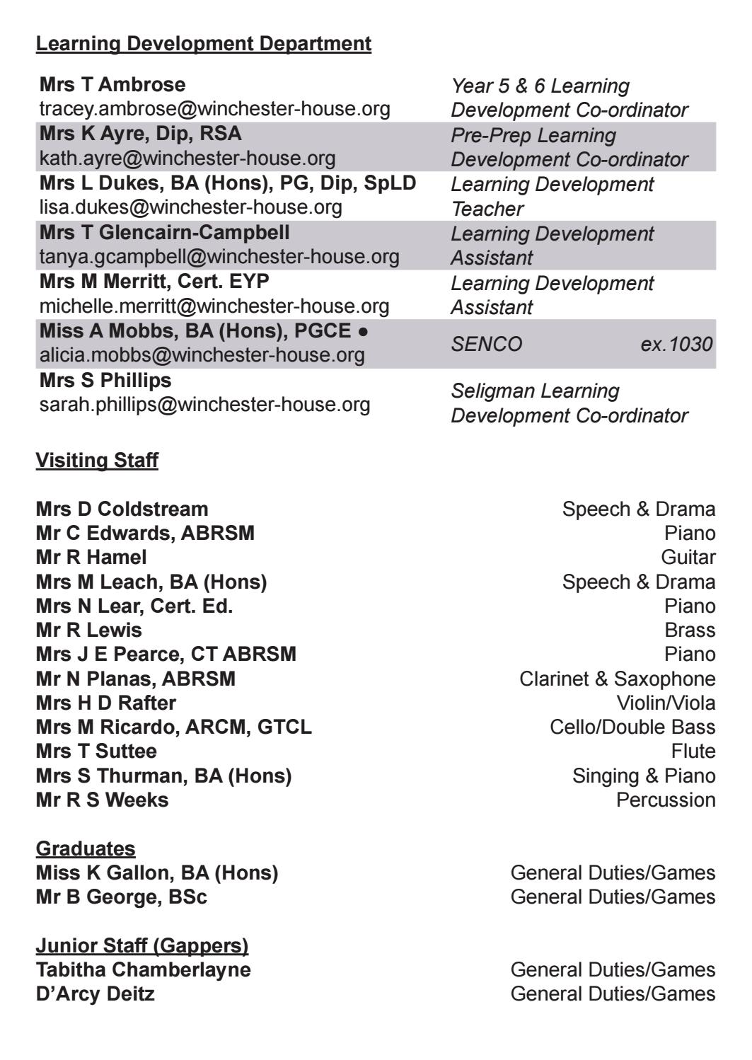 Winchester House School Calendar Michaelmas Term 2019 by Winchester