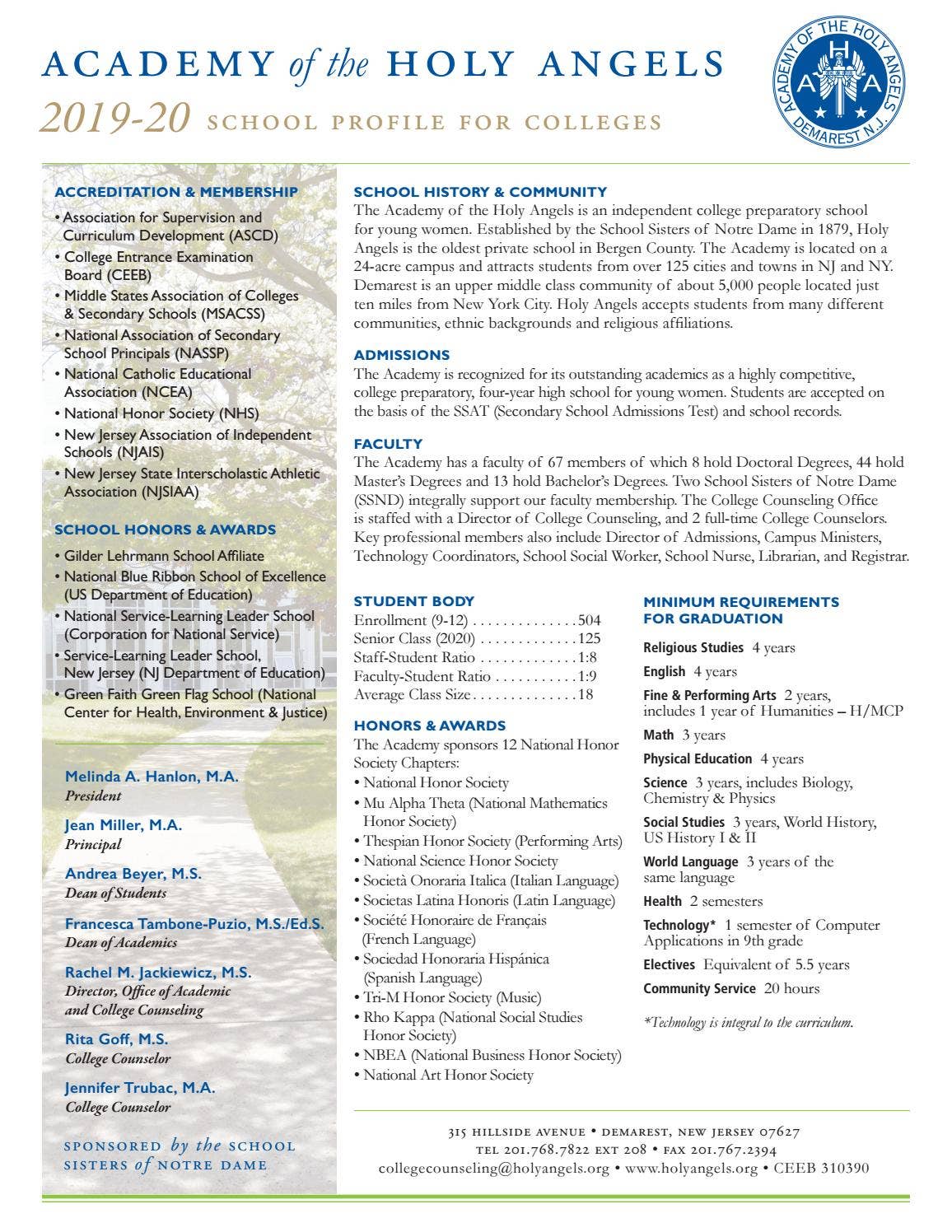 2019-2020 School Profile by Academy of the Holy Angels - Issuu