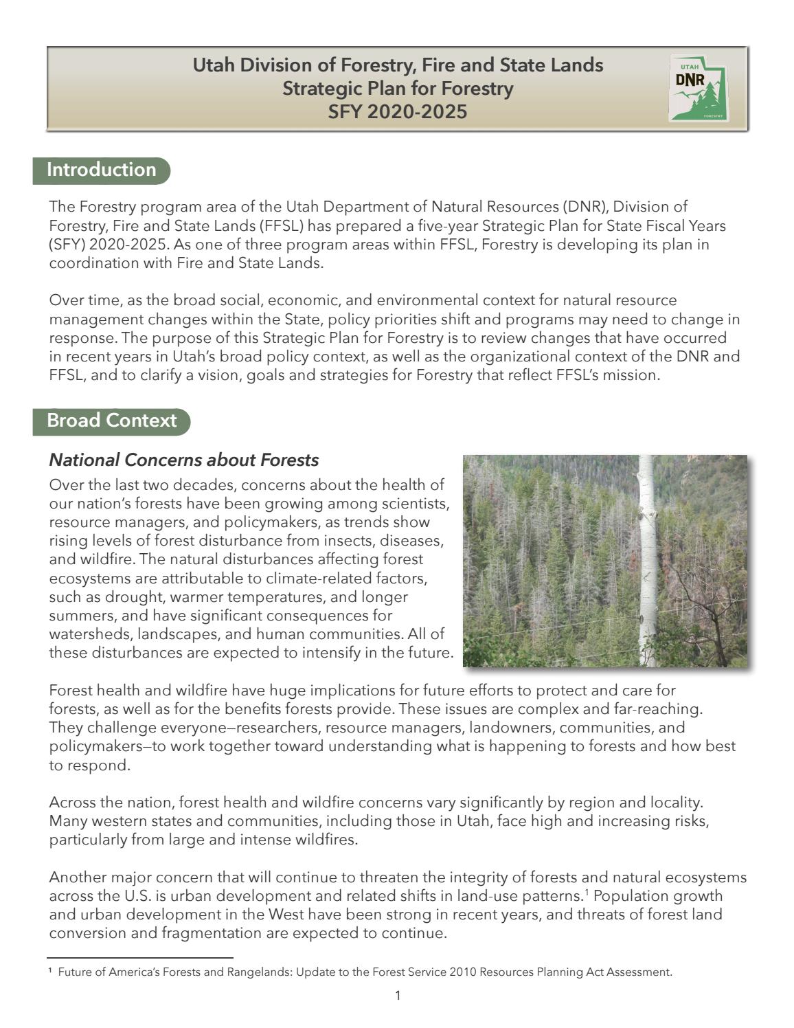Utah Forestry Strategic Plan by Utah DNRForestry, Fire & State Lands