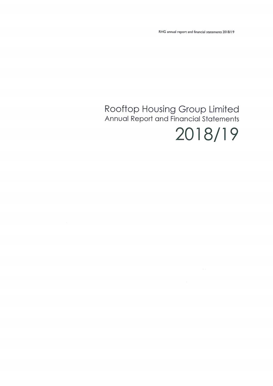 Rooftop Housing Group Annual Report and Financial Statement 20182019 by Rooftop Housing Group