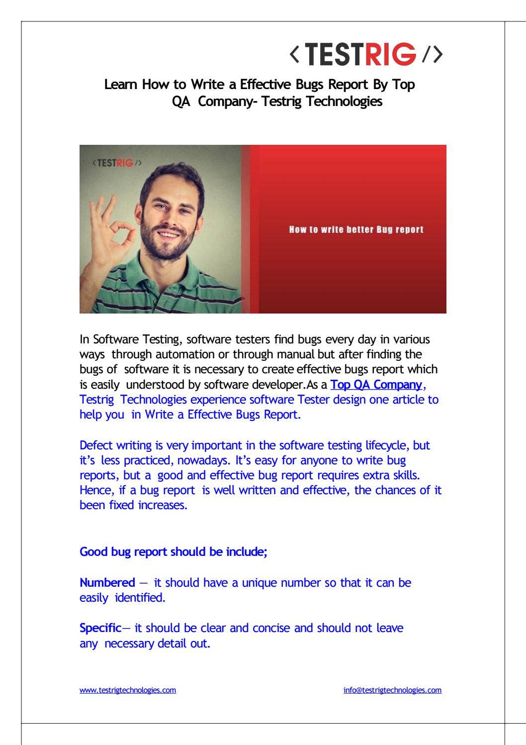 Learn How to Write a Effective Bugs Report By Top Software Testing ...