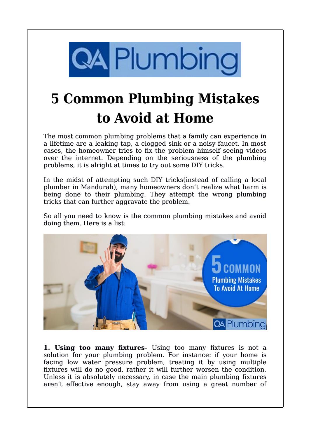 5 Common Plumbing Mistakes to Avoid at Home by QA Plumbing - Issuu