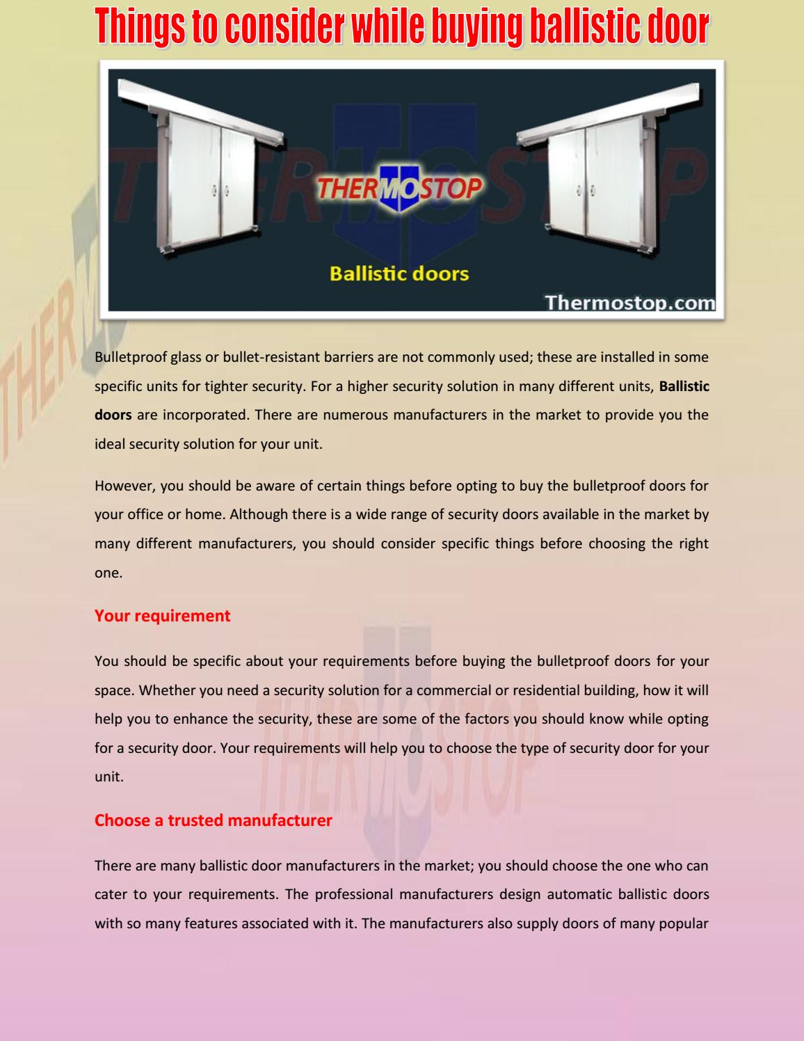 Ballistic Doors By Thermostop Issuu