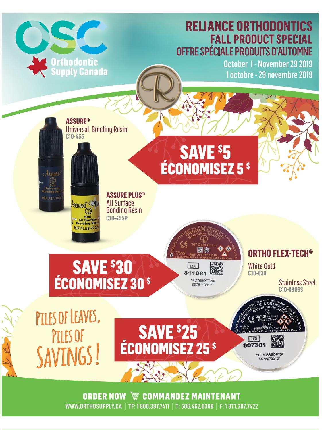Reliance Fall Product Special, Oct 1Nov 29 2019 by Orthodontic Supply