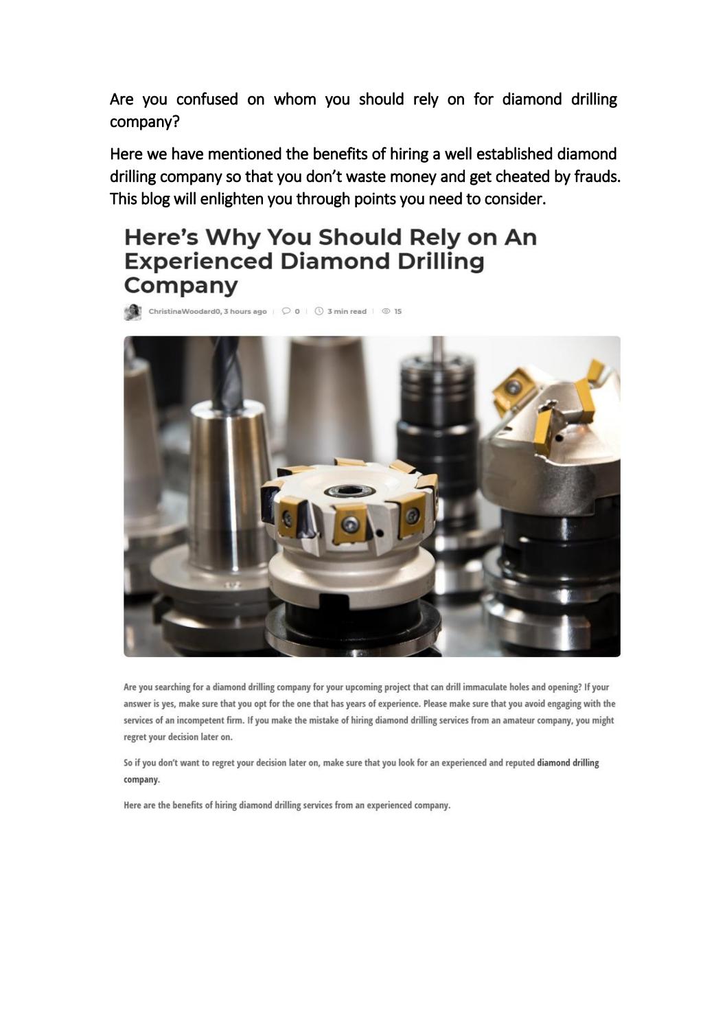 Here’s Why You Should Rely on An Experienced Diamond Drilling Company