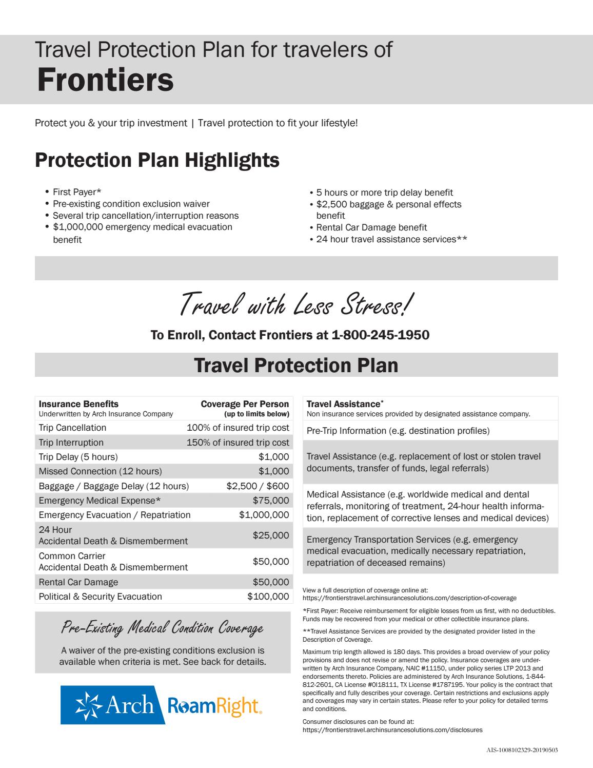 Travel Protection General Overview by Frontiers Travel Issuu