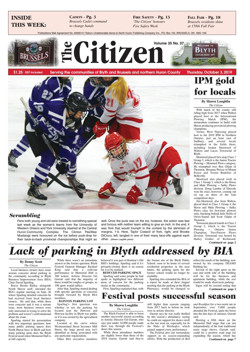 The Citizen Oct 3 2019 by North Huron Publishing pany The Citizen Oct 3 2019 by North Huron Publishing pany