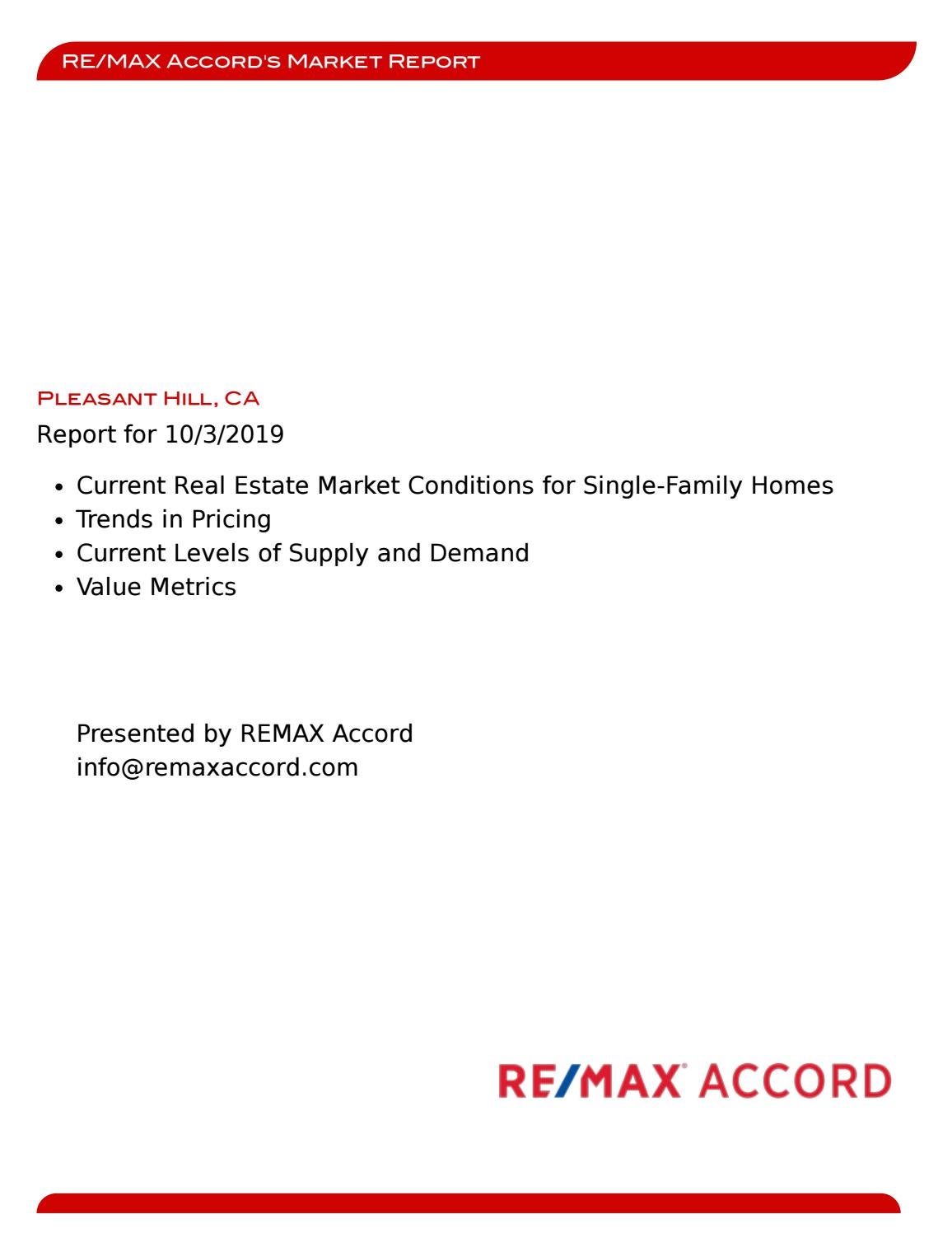Pleasant Hill CA Market Report for October 2019 by Bob Issuu