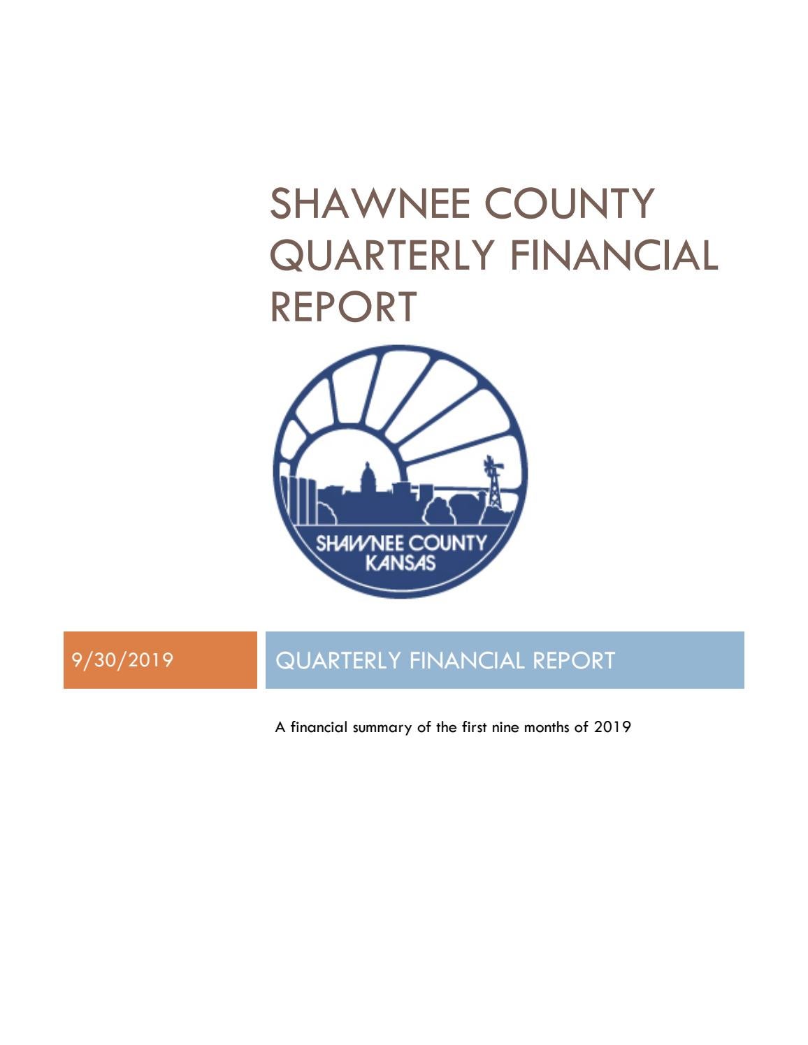 Shawnee County Kansas 3rd Quarter Financial Report 9/30/2019 by Shawnee