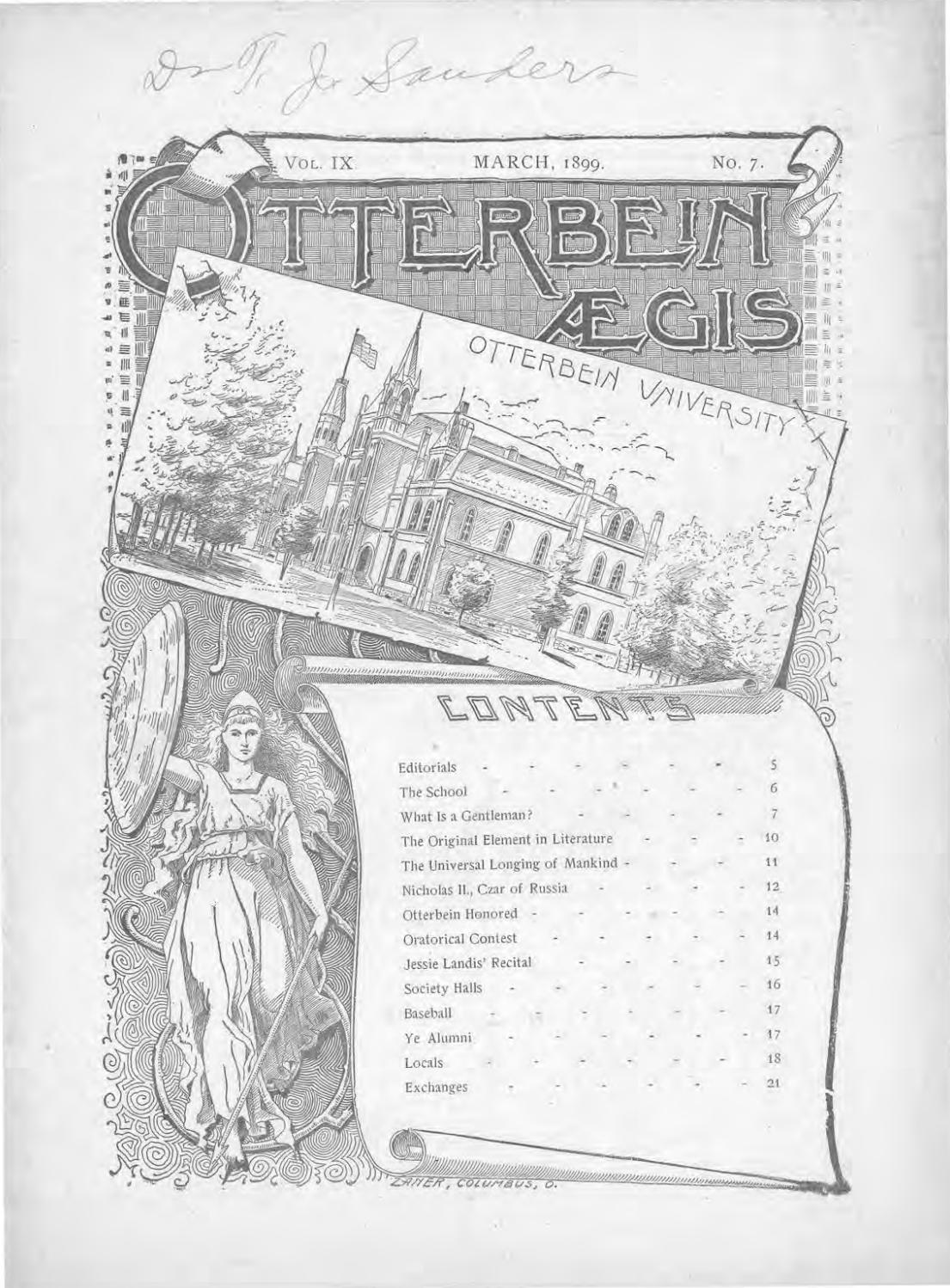 Aegis March 1899 By Otterbein University Issuu