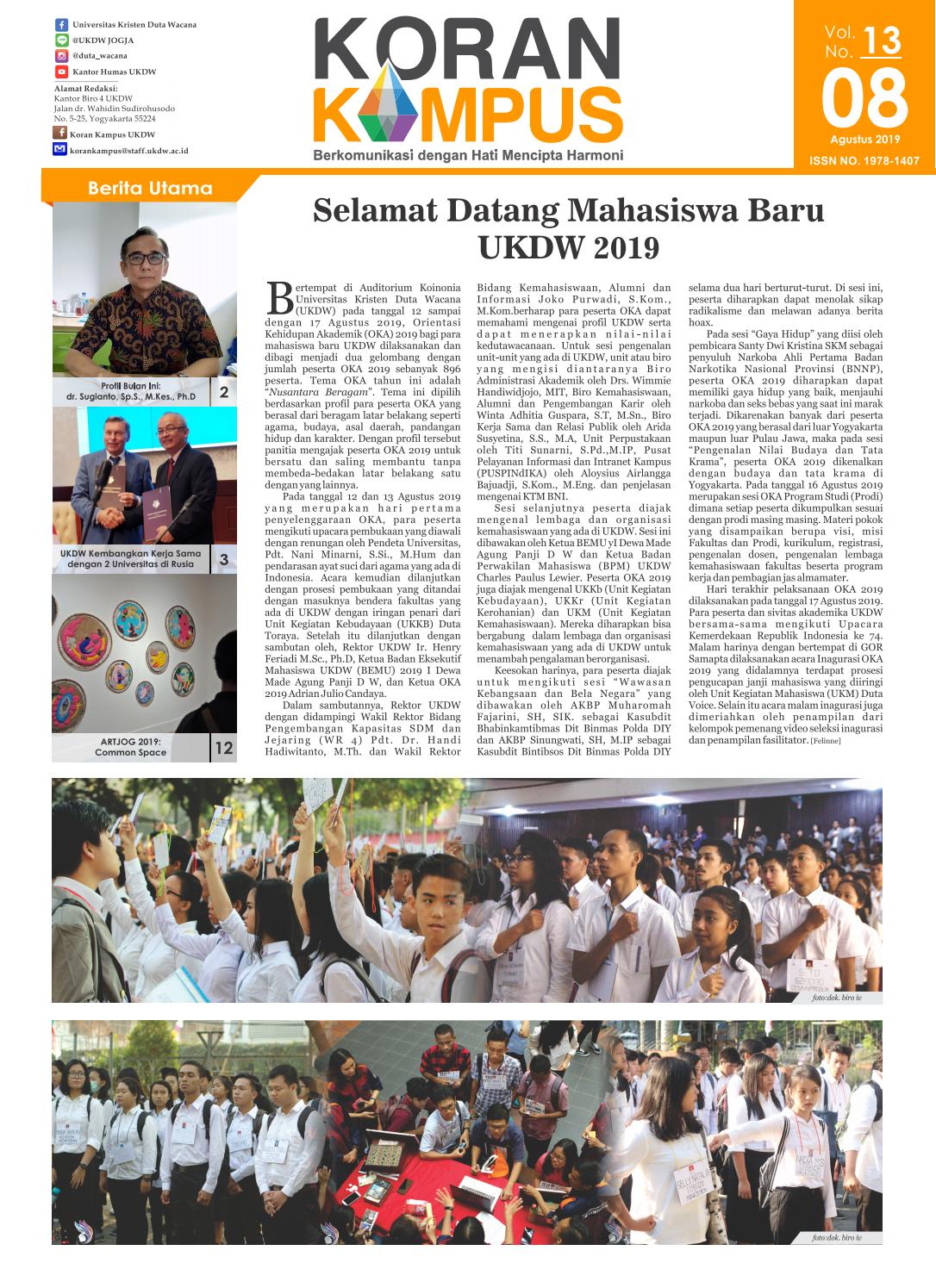 Koran Kampus Ukdw Edisi Agustus 2019 By Koran Kampus Ukdw Issuu