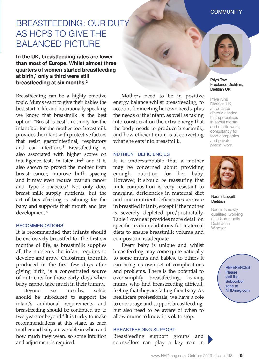 NHD Issue 148 Breastfeeding our duty as HCPs to give the balanced